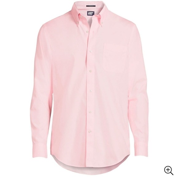 Lands' End Traditional Fit Solid Supima Button Down Collar Dress Shirt Size 16 - Picture 2 of 6